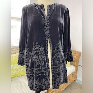 Sigrid Olsen Signature Charcoal Gray Velvet Jacket Size S